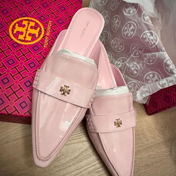 NWT! NEW! Tory Burch Pointed Backless Loafer Patent Leather Women US 7.5 Petunia - Picture 8 of 14